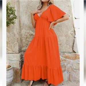 Elegant Orange Dress, Xs